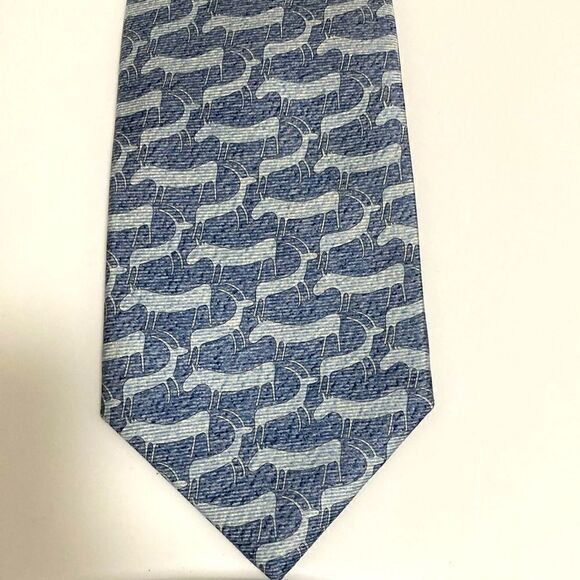 Bvlgari Silk Blue Pattern Multifold Tie. - Picture 1 of 8